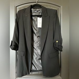 Zara ruched sleeve blazer